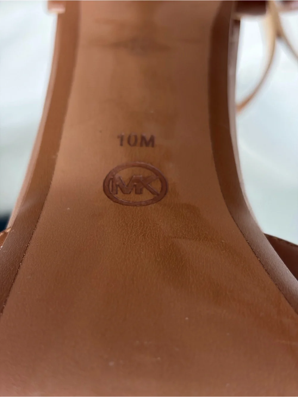 MK Flora Appliqué Tan Leather Platform Sandal (10)